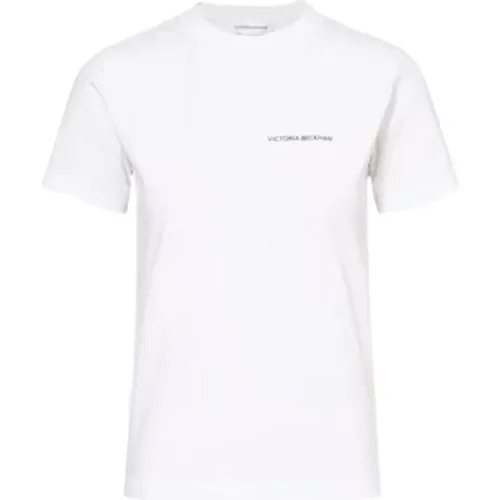 Logo Tee, Runder Ausschnitt, Slim Fit , Damen, Größe: S - Victoria Beckham - Modalova