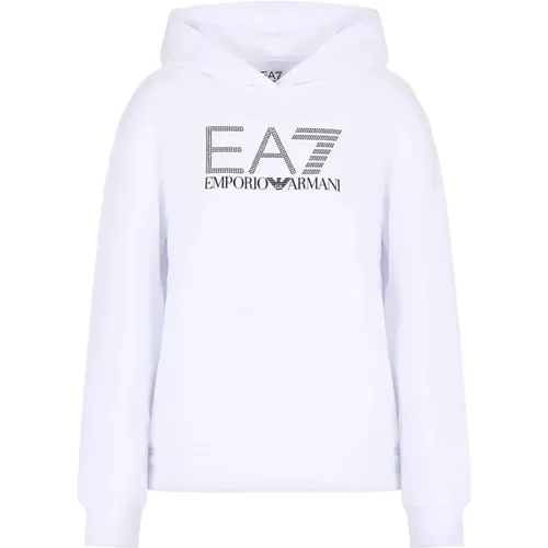 Damen Rhinestone Hoodie , Damen, Größe: XS - Emporio Armani EA7 - Modalova