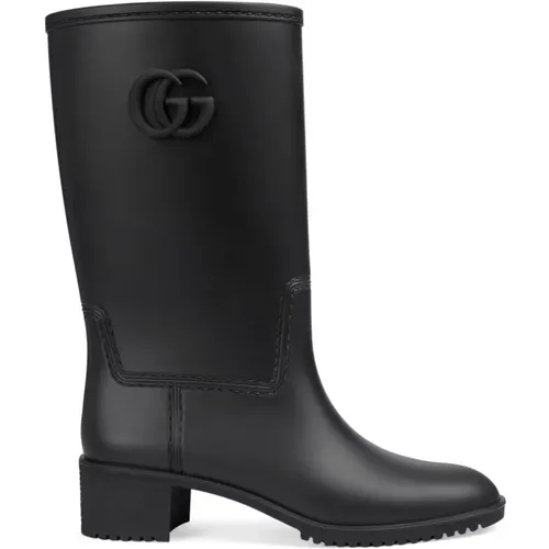 Double G Leather Boots , female, Sizes: 7 UK, 8 UK, 3 UK, 2 UK - Gucci - Modalova