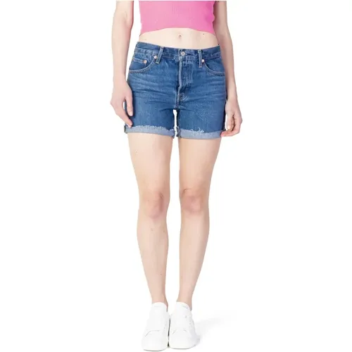 Levi's, Blaue Reißverschluss Knopf Damen Shorts , Damen, Größe: W25 - Levis - Modalova