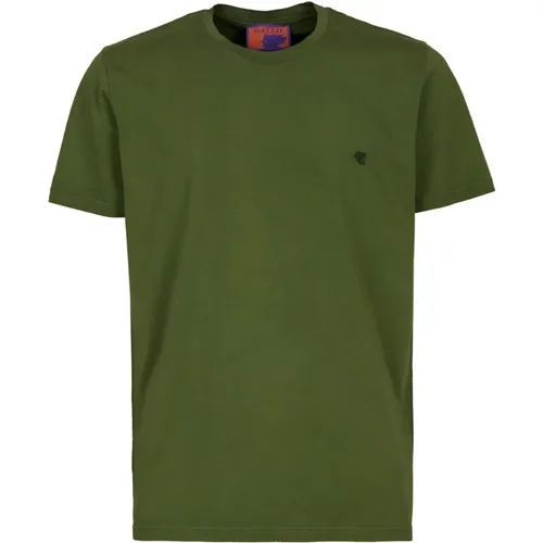 Grünes T-Shirt mit gesticktem Hahn - Gallo - Modalova