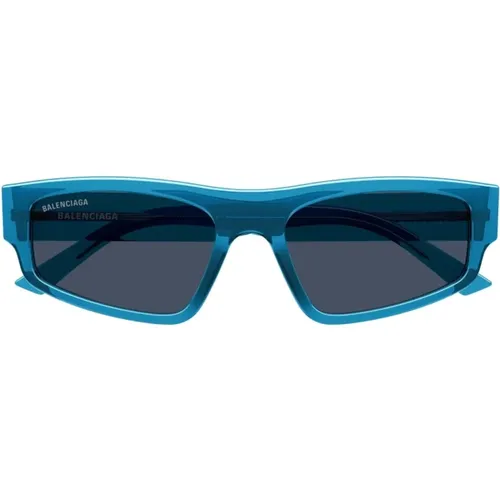 Blau Transparente Quadratische Sonnenbrille mit Markenlogo , unisex, Größe: 56 MM - Balenciaga - Modalova