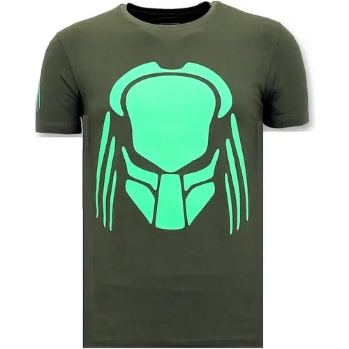Herren T-Shirt mit Druck - Predator Neon Druck , Herren, Größe: 2XL - Local Fanatic - Modalova