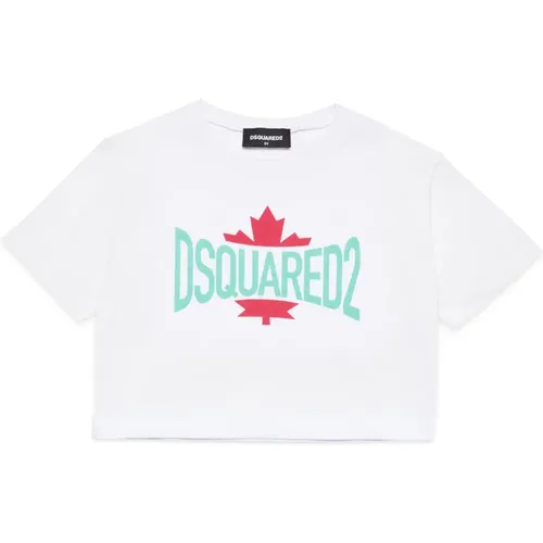 Cropped T-Shirt mit Blattgrafik - Dsquared2 - Modalova