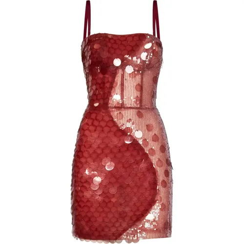 Rotes Pailletten Mini Bustier Kleid - NENSI DOJAKA - Modalova