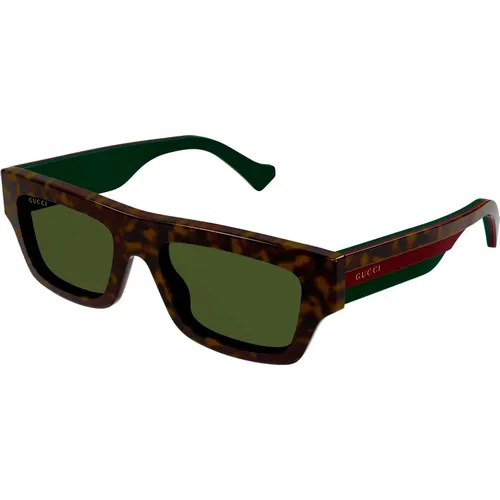 Havana/Green Sunglasses , male, Sizes: 55 MM - Gucci - Modalova