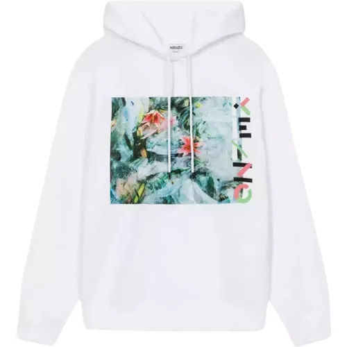 Weiße Hoodie Lilien Druck Bio-Baumwolle - Kenzo - Modalova