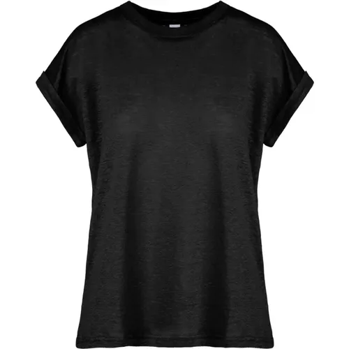 Short, Turn-Up Sleeved Crew Neck T-Shirt , female, Sizes: S, XS, XL, M, L, 2XL - BomBoogie - Modalova