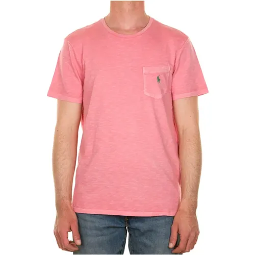 Wüstenrosa Jersey T-Shirt , Herren, Größe: S - Polo Ralph Lauren - Modalova