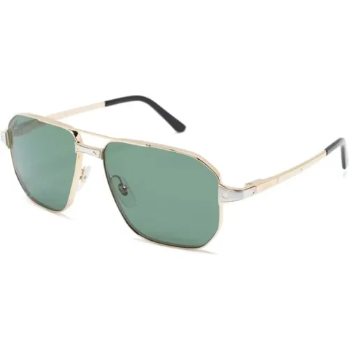 Gold Sunglasses with Original Accessories , male, Sizes: 59 MM - Cartier - Modalova