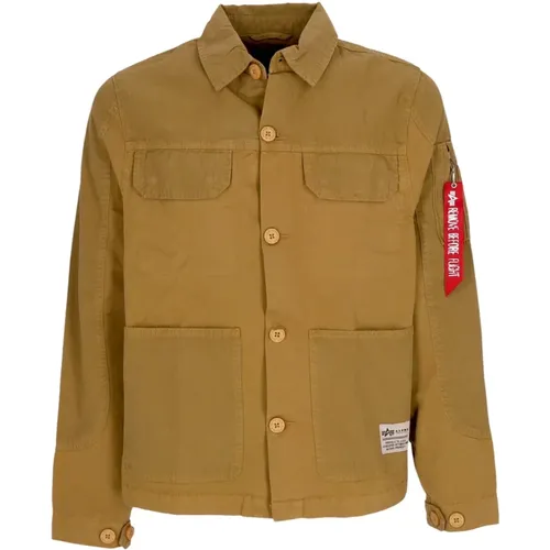 Farbblock Overshirt Jacke Khaki , Herren, Größe: L - alpha industries - Modalova