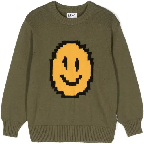 Grüner Strickpullover Smiley Design - Molo - Modalova