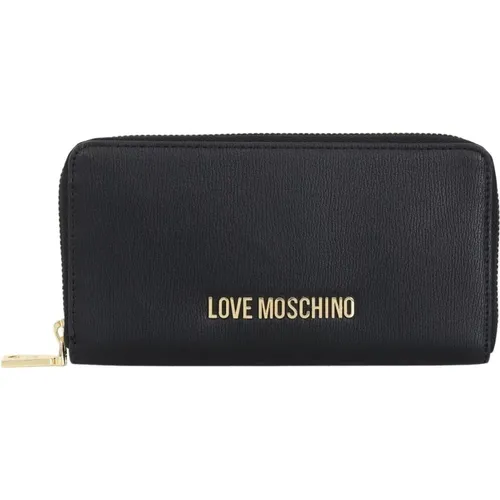 Schwarze Geldbörse mit Metall-Logo , Damen, Größe: ONE Size - Love Moschino - Modalova