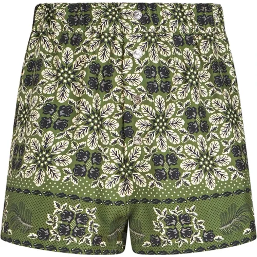 Grüne Seiden-Shorts mit Medaillonmuster - ETRO - Modalova