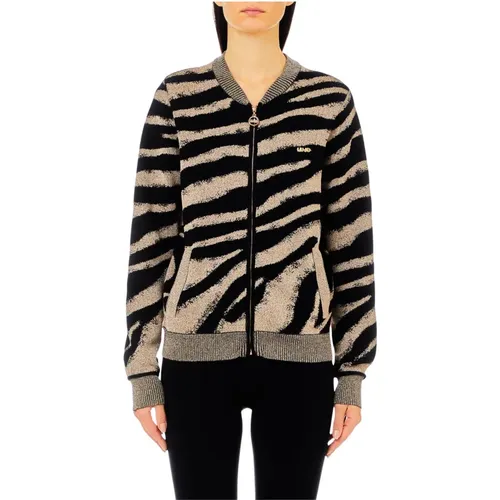 Zebra Print Long Sleeve Zip Top , female, Sizes: L, S, M, XS - Liu Jo - Modalova