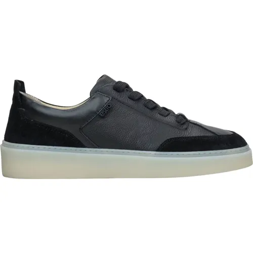 Damen Schwarze Low-Top Sneakers aus echtem italienischem Leder und Velours Er00114892 , Damen, Größe: 37 EU - Estro - Modalova