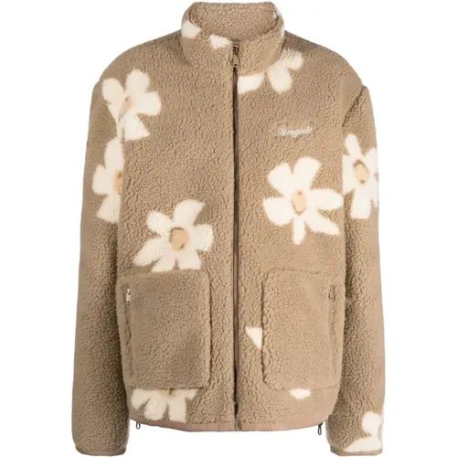 Braune Blumen Fleece Casual Jacke , Damen, Größe: M - Axel Arigato - Modalova