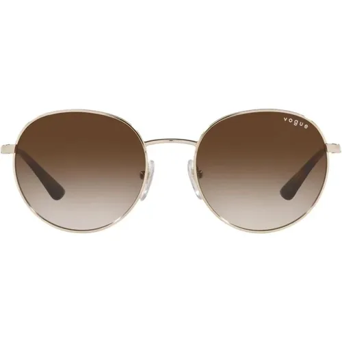 Pale Gold/Brown Shaded Sunglasses , female, Sizes: 53 MM - Vogue - Modalova