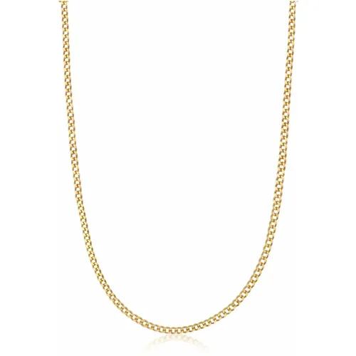 Mens Gold Cuban Link Chain in 3mm , Herren, Größe: M - Nialaya - Modalova