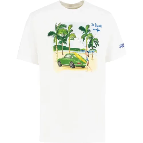 Cotton T-shirt with front print , male, Sizes: M - MC2 Saint Barth - Modalova