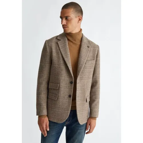 Elegant Check Nuez Wool Jacket , male, Sizes: XL, 2XL, M, L - Liu Jo - Modalova