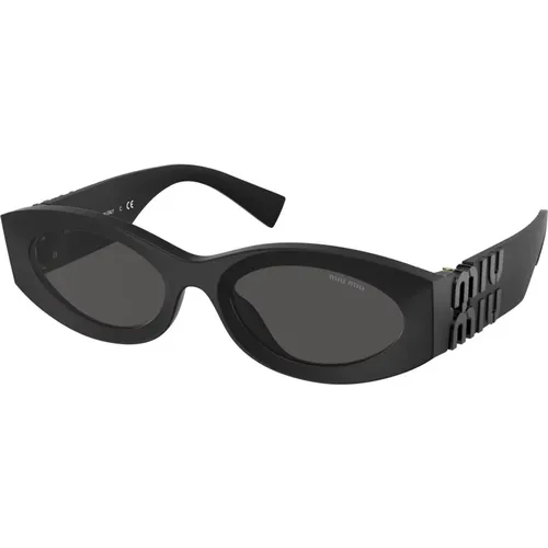 Matte Schwarze Sonnenbrille , Damen, Größe: 54 MM - Miu Miu - Modalova