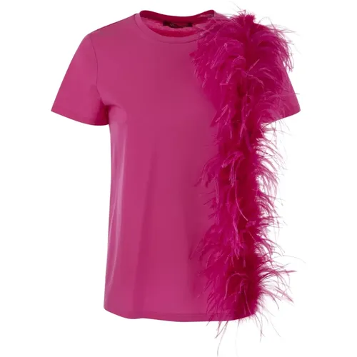 Lappole Jersey T Shirt With Feathers , female, Sizes: S, M, L, XS - Max Mara Studio - Modalova