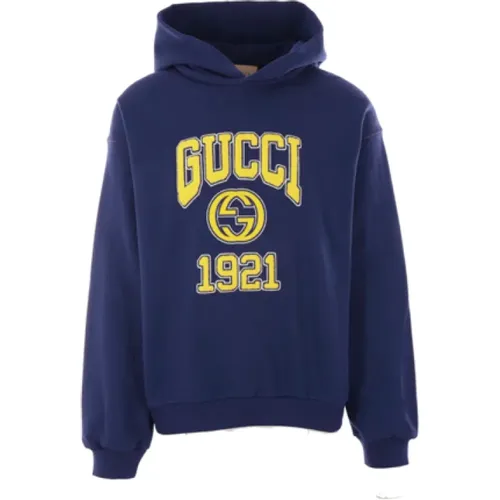 Grey Hoodie with Teddy Logo Patch , male, Sizes: M, XS - Gucci - Modalova