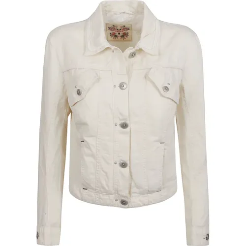 Cotton Jacket with Trimmed Collar , female, Sizes: XS - High - Modalova