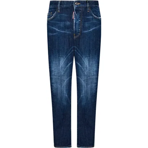 Blaue Jeans mit rotem Ahornblatt-Stickerei , Herren, Größe: S - Dsquared2 - Modalova