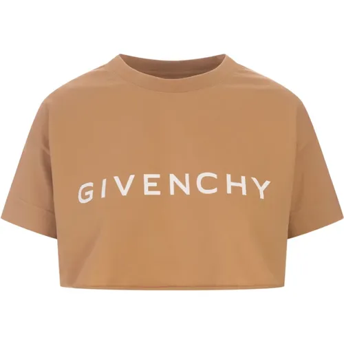 Braunes T-Shirt mit 4G-Logo , Damen, Größe: XS - Givenchy - Modalova