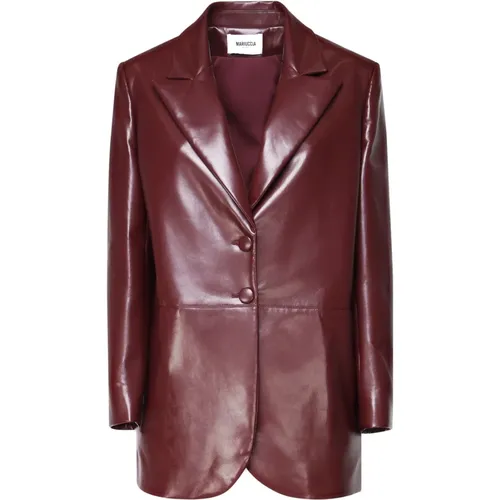 Burgundy Faux Leather Blazer Jacket , female, Sizes: L - Mariuccia Milano - Modalova