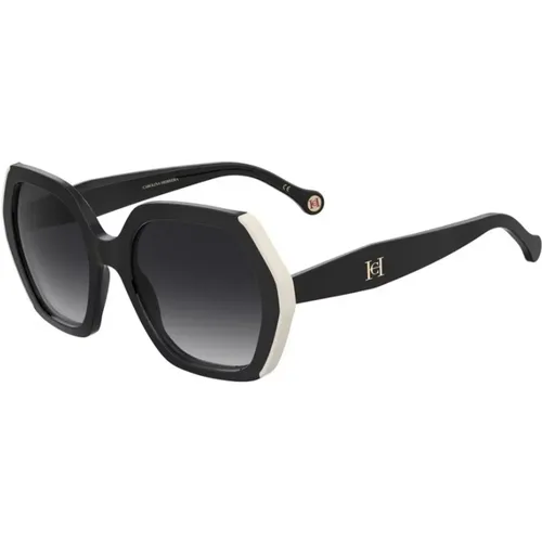 White Sunglasses with Dark Grey Lenses , unisex, Sizes: 55 MM - Carolina Herrera - Modalova