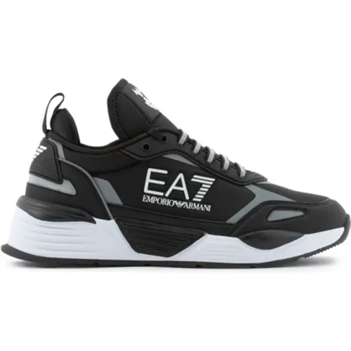 Schwarzer Silber Sneaker - Emporio Armani EA7 - Modalova