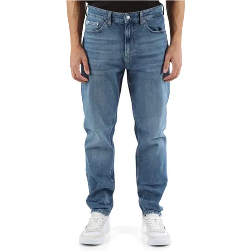 Regular Taper Jeans Fünf Taschen , Herren, Größe: W34 - Calvin Klein Jeans - Modalova