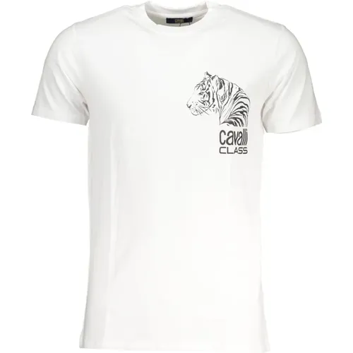 Herren T-Shirt Kurzarm Weiß , Herren, Größe: XL - Cavalli Class - Modalova