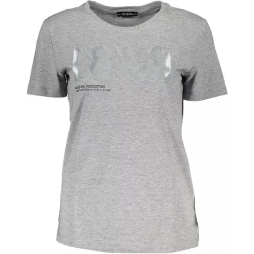 Schickes Graues Logo T-Shirt , Damen, Größe: XL - Guess - Modalova