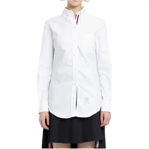 Weiße Button-Down Baumwoll-Oxford-Hemd - Thom Browne - Modalova