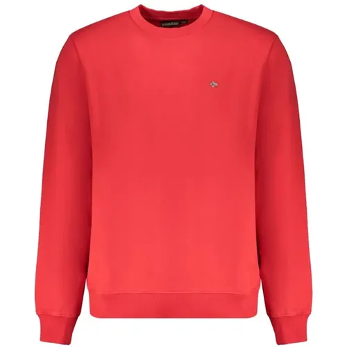 Roter Bestickter Logo-Baumwollpullover , Herren, Größe: L - Napapijri - Modalova