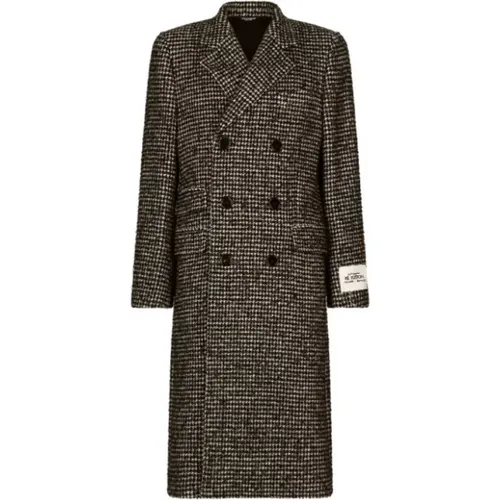 Houndstooth Double Breasted Coat , male, Sizes: M - Dolce & Gabbana - Modalova