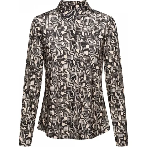 Lotte ART A-Black (Multi) Langarm Jersey Bluse , Damen, Größe: XS - &Co Woman - Modalova