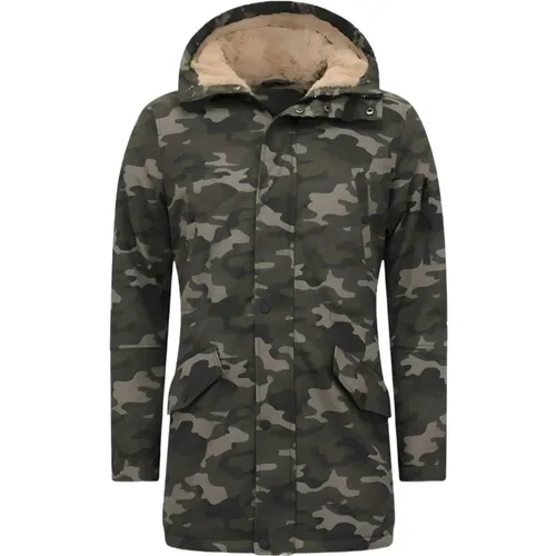 Lange Herren Camouflage Jacke , Herren, Größe: M - Enos - Modalova