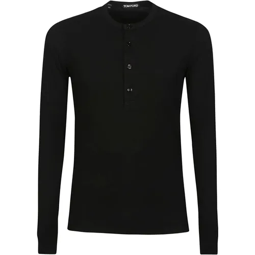 Long Sleeve Henley T-Shirt , male, Sizes: XL, M, L - Tom Ford - Modalova