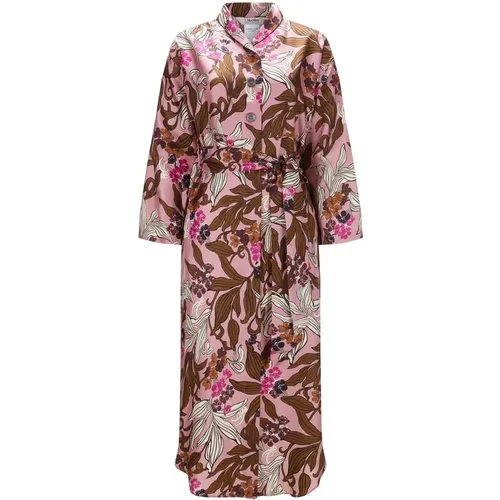 Silk Tahiti Flower Shirt Dress , female, Sizes: L - Max Mara - Modalova