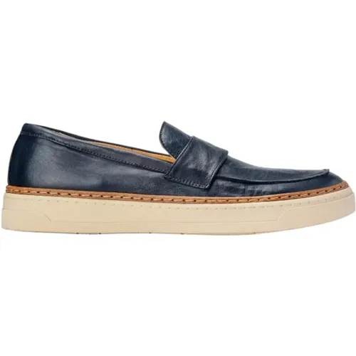 Blaue Slip-On Lederschuhe , Herren, Größe: 40 EU - Exton - Modalova