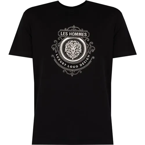 Klassisches Rundhals T-Shirt , Herren, Größe: 2XL - Les Hommes - Modalova