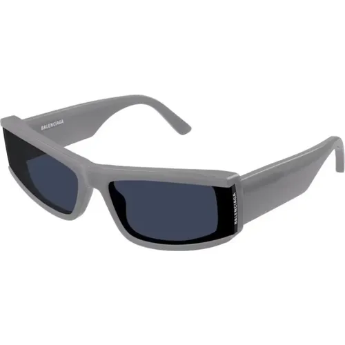 Grey Frame Blue Lens Sunglasses , unisex, Sizes: 66 MM - Balenciaga - Modalova