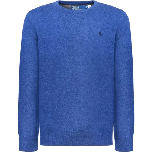 Blaues Woll Polo Shirt , Herren, Größe: S - Polo Ralph Lauren - Modalova