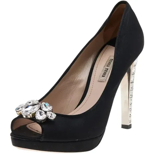 Pre-owned Satin heels , female, Sizes: 6 1/2 UK - Miu Miu Pre-owned - Modalova