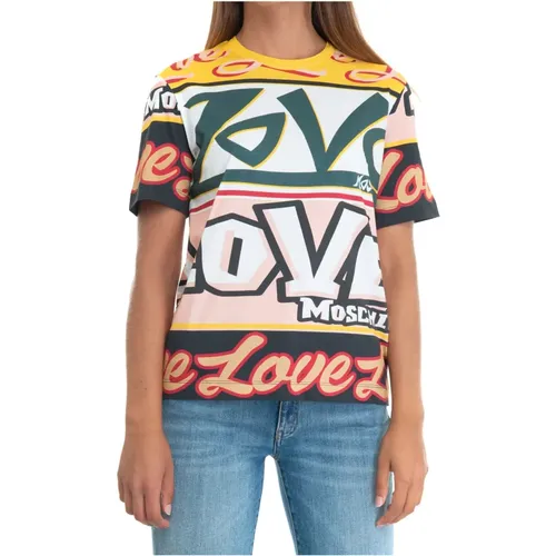 Oversize T-Shirt mit Textdruck - Love Moschino - Modalova